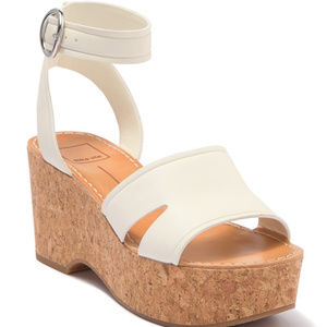 Dolce Vita Linda Cork White Platform Sandals